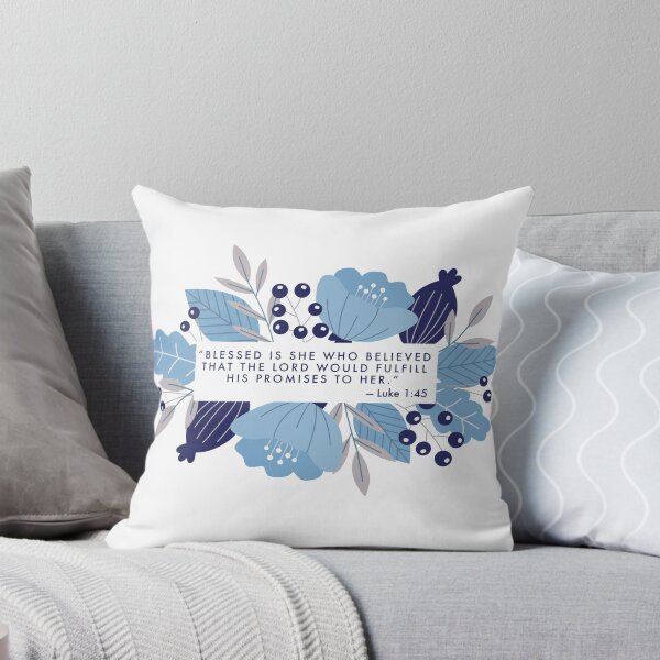 Item preview, Luke 1:45 Bible Verse with Blue Floral Border designed and sold by gsproductsgs.