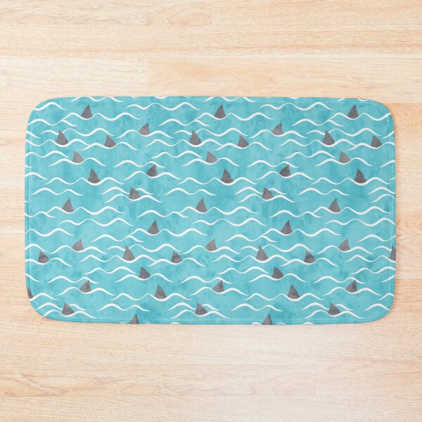 Item preview, SHARKS! - waves beach on light blue designed and sold by littlearrow.