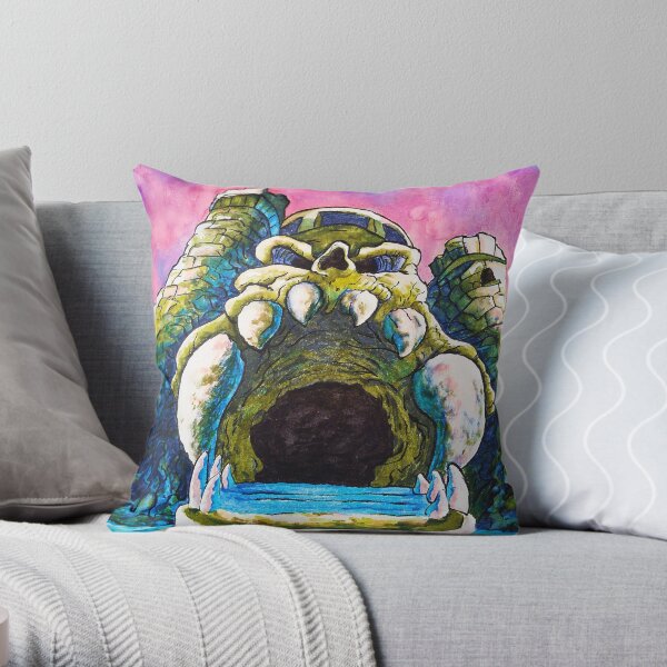 Castle Grayskull watercolor painting Throw Pillow