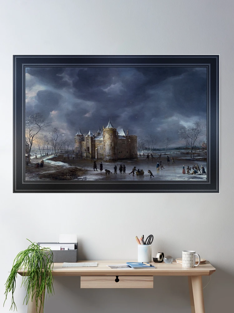 The Castle Of Muiden In Winter by Jan Abrahamsz Beerstraaten Room Decor Poster Art Print