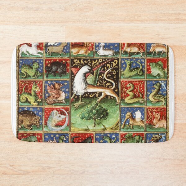 Item preview, MEDIEVAL BESTIARY Fantastic Animals in Red Blue Green Gold Hues designed and sold by BulganLumini.