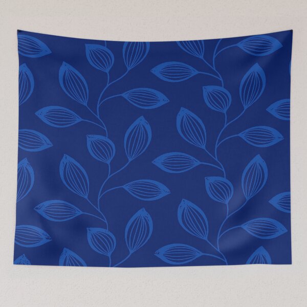 Item preview, Climbing Vine Leaves In Blue On Dark Blue designed and sold by taiche.