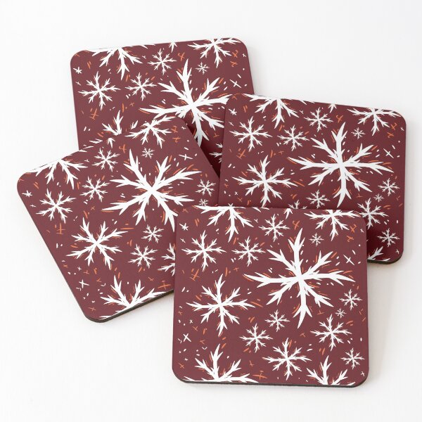 Item preview, frosty scandinavian Snowflakes on a maroon background pattern design designed and sold by thisislaz.