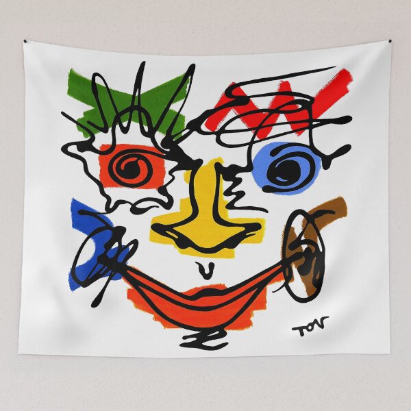 Item preview, Smiling face drawing black lines with colored keys designed and sold by tov67.