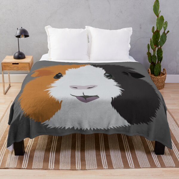 Orange, White, and Black Guinea Pig Throw Blanket