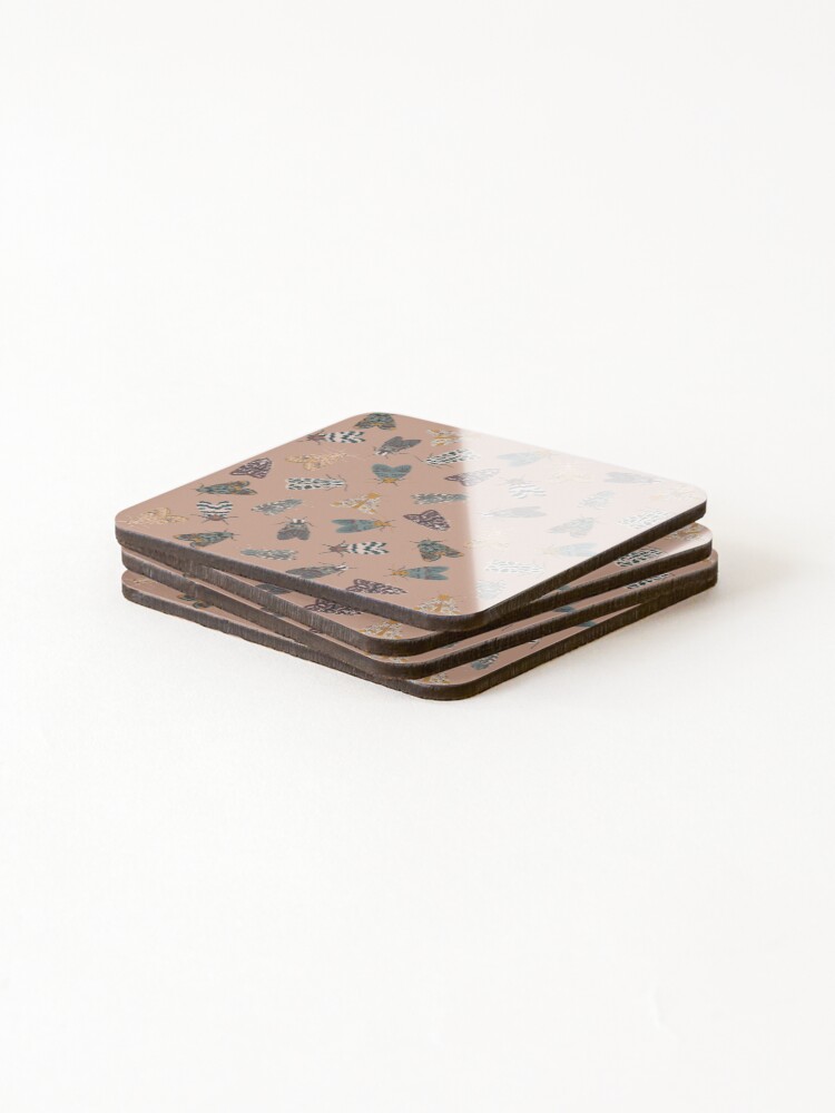 Thumbnail 4 of 5, Coasters (Set of 4), Detailed Moth Pattern Print designed and sold by kruegerarrow.