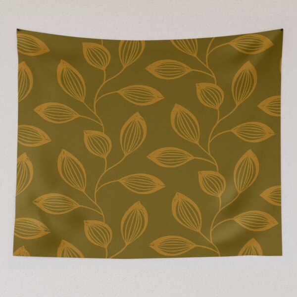 Item preview, Climbing Vine Leaves In Burned Orange On Brown designed and sold by taiche.