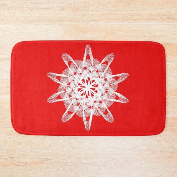 Spirograph Red White Bath Mat