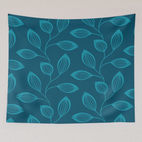 Item preview, Climbing Vine Leaves In Teal on Ultramarine designed and sold by taiche.