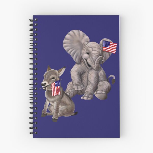 Item preview, Baby donkey and elephant waving the American flag designed and sold by Mehu.