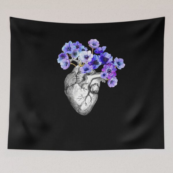 Item preview, heart, human, anatomy, blue flowers designed and sold by Collagedream.