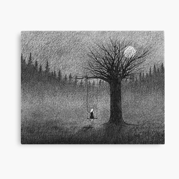 Swing - Sophia on a Solitary Swing at Night Canvas Print