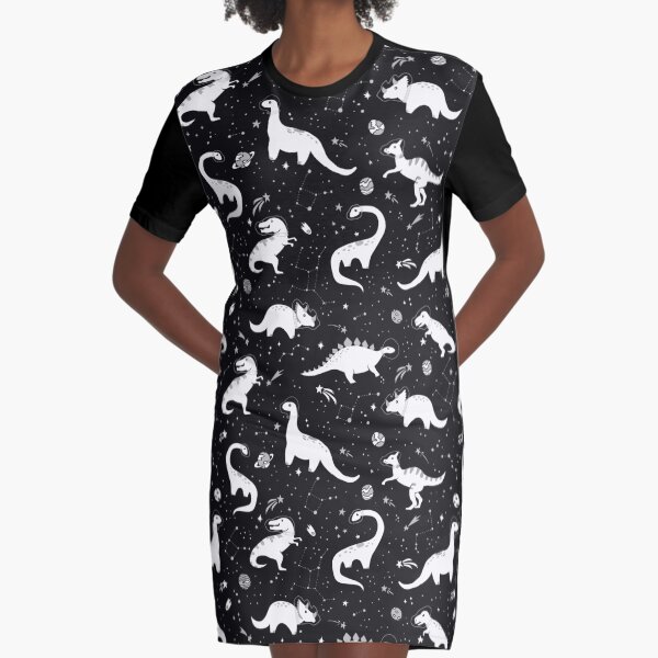 Long Sleeve Space Dinosaur Dress Dinosaurs in Space Dress Dino Print Dress Stegosaurus outlet Triceratops Bronotosaurus Paleontology Dress