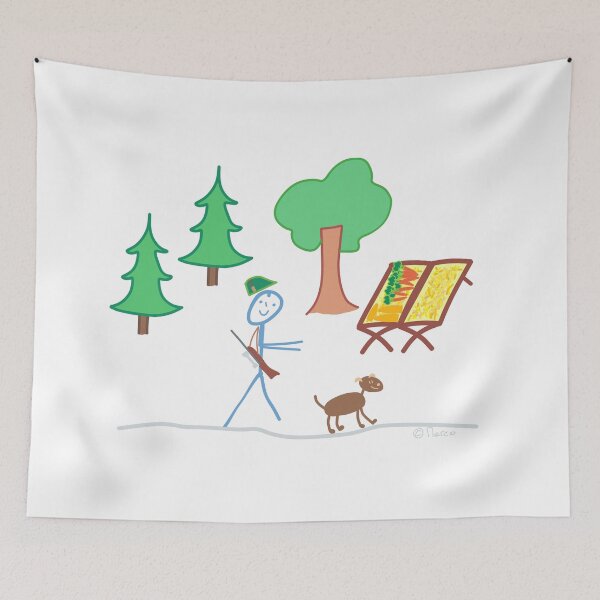 Item preview, Hunting stickman dog forest conservation animals designed and sold by KlareLinie.
