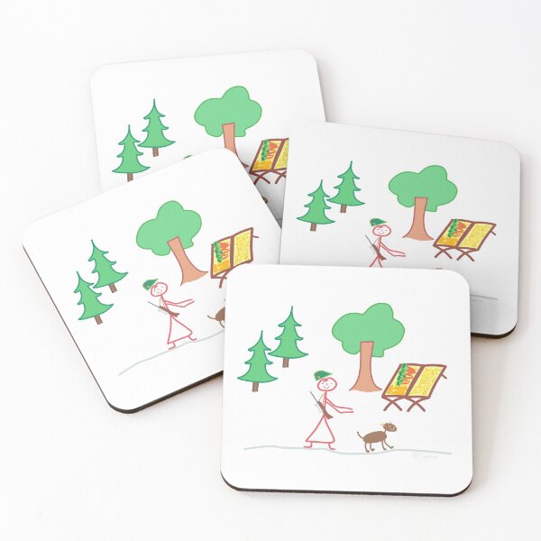 Item preview, Hunter Hunting Dog Wild Feeding Stick Figure Job Feeding Animals designed and sold by KlareLinie.
