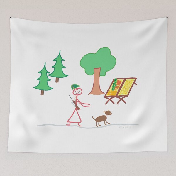 Item preview, Hunter Hunting Dog Wild Feeding Stick Figure Job Feeding Animals designed and sold by KlareLinie.
