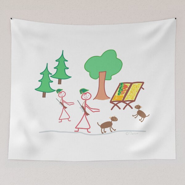 Item preview, Hunter Outing Woman Feeding Wild Animal Stick Figure Job Animals Feeding designed and sold by KlareLinie.