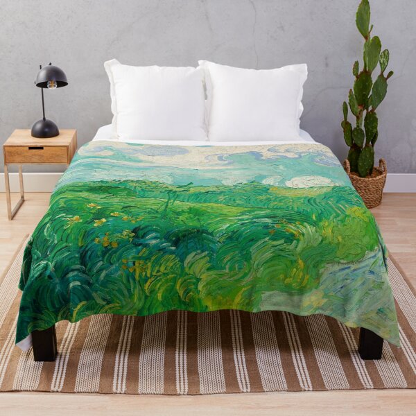 Green Wheat Fields, Auvers, Vincent van Gogh Throw Blanket