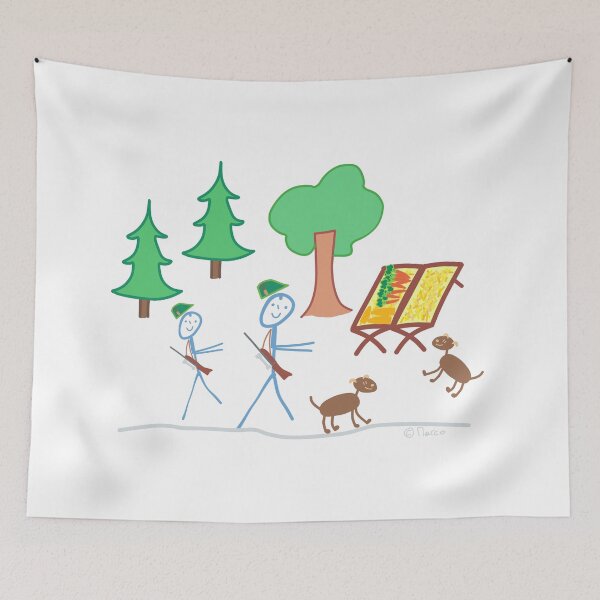 Item preview, Hunter Outing Group Man Wild Feeding Stick Figure Job Animals Feeding designed and sold by KlareLinie.