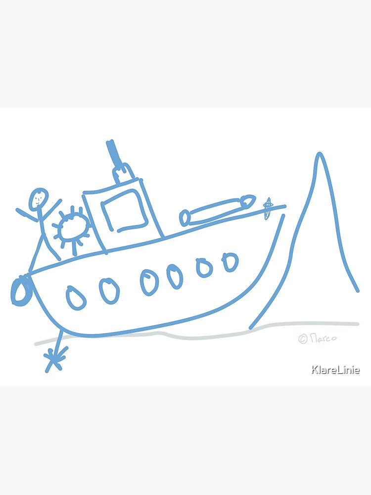 Illustration of Stickman Kids Fishing on a Motor Boat Out in the Sea