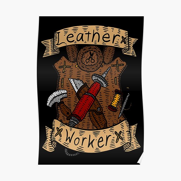 leather working. leather burning art. Poster