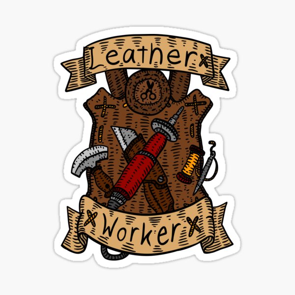leather working. leather burning art. Sticker