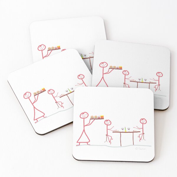 Item preview, Waiter stick figure restaurant profession work dinner woman girl designed and sold by KlareLinie.