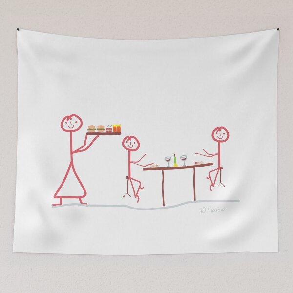 Item preview, Waiter stick figure restaurant profession work dinner woman girl designed and sold by KlareLinie.