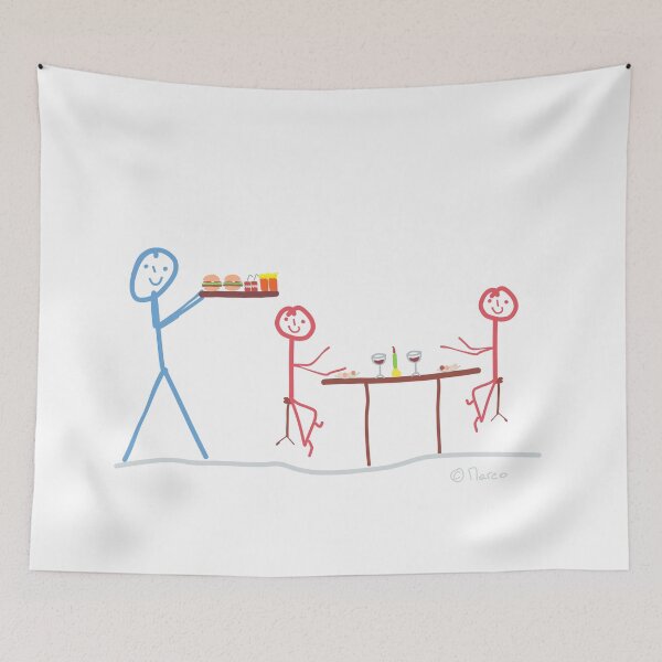 Item preview, Waiter Stick Figure Restaurant Occupation Work Dinner Wife Man designed and sold by KlareLinie.