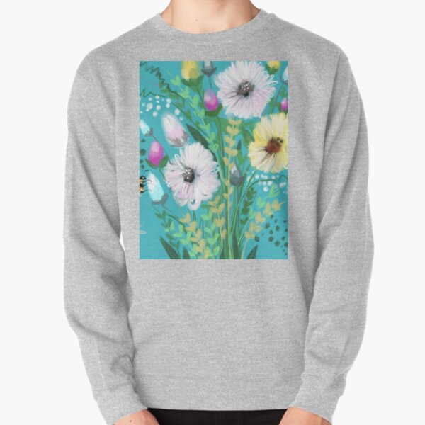 Turquoise flower Meadow Pullover Sweatshirt
