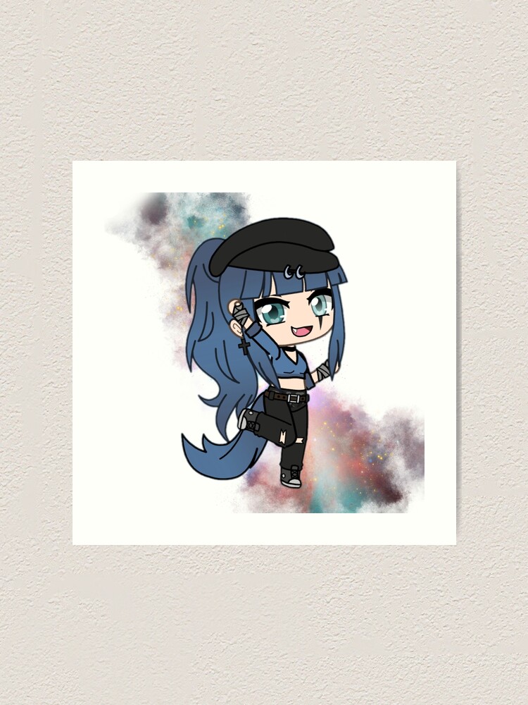 blue emo anime mädchen  kunstdruck