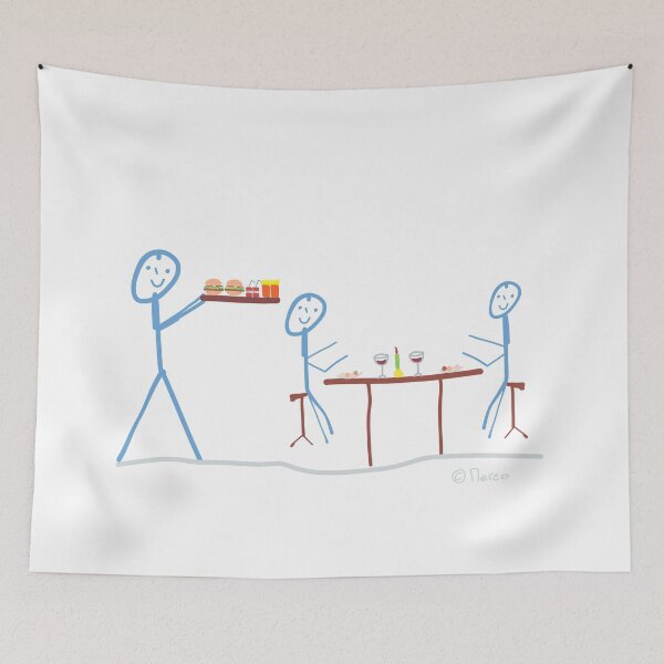 Item preview, Waiter Stick Figure Restaurant Occupation Work Dinner Man designed and sold by KlareLinie.