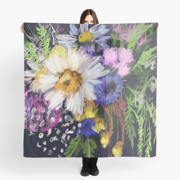 Ultramarine Blue Meadow Bouquet Scarf