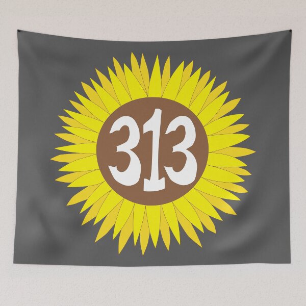 Item preview, Hand Drawn Michigan Sunflower 313 Area Code designed and sold by itsrturn.