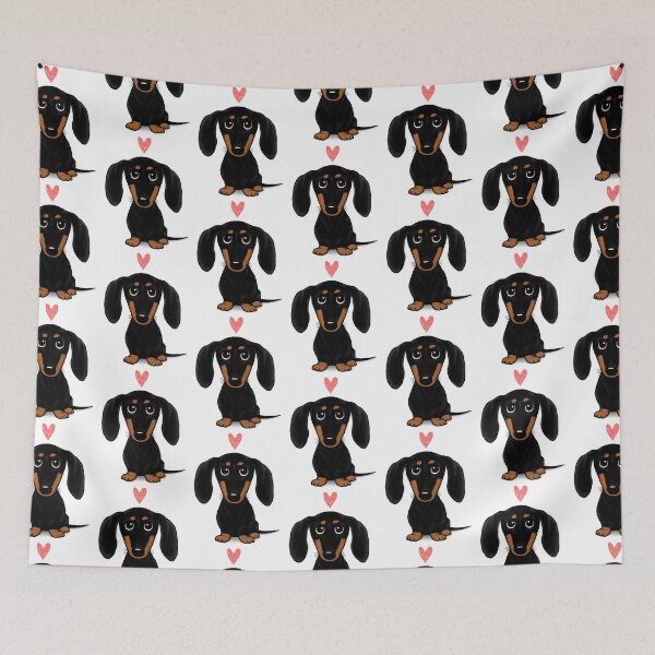 Item preview, Black and Tan Dachshund with Heart | Cute Cartoon Wiener Dog designed and sold by Jenn Inashvili.