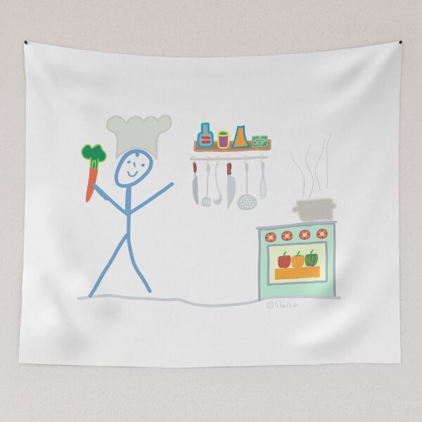 Item preview, Cook stick figure, leisure hobbies pot vegetable star chef vegetarian designed and sold by KlareLinie.