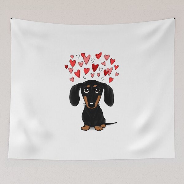 Item preview, Dachshund with Valentine Hearts | Cute Black and Tan Wiener Dog designed and sold by Jenn Inashvili.