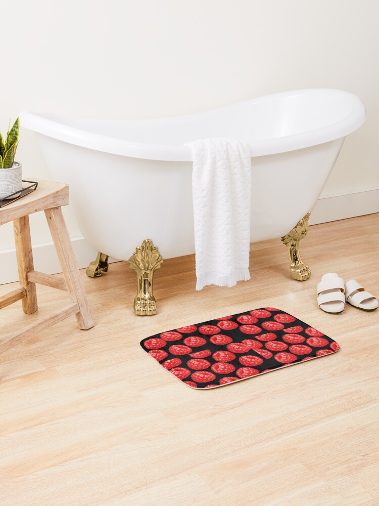 Thumbnail 2 of 6, Bath Mat, Red Raspberries  designed and sold by Heartistlove.