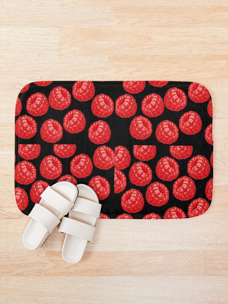 Thumbnail 1 of 6, Bath Mat, Red Raspberries  designed and sold by Heartistlove.