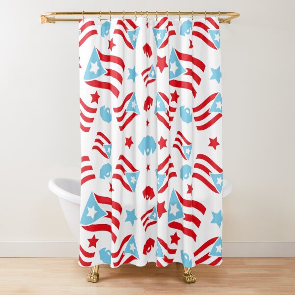 Puerto Rico Flag Pattern Shower Curtain