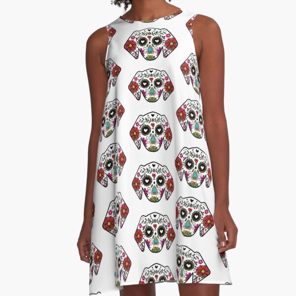 Sugar Skull Dog A-Line Dress