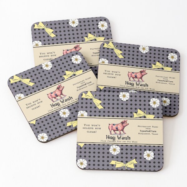 Item preview, Some Pig Feedsack Panel - Grey and Yellow designed and sold by LochNestFarm.