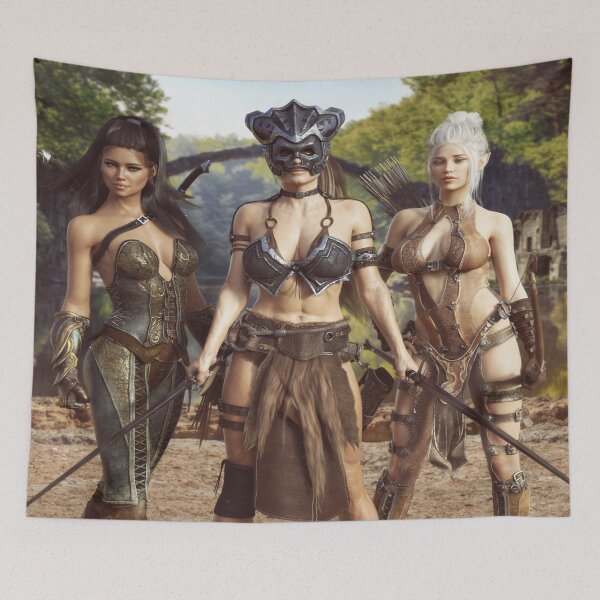 Item preview, Awesome Threesome Amazons Women Warriors Elf Aelfen Swords And Steel designed and sold by 108dragons.