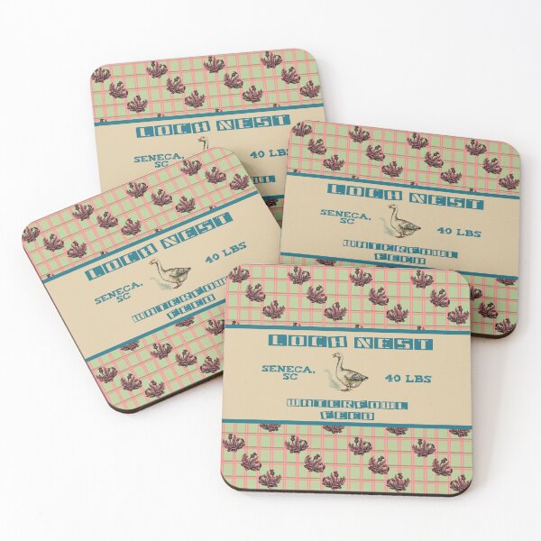Item preview, Goose and Thistle Feedsack - Coral Pink and Pistachio Green designed and sold by LochNestFarm.