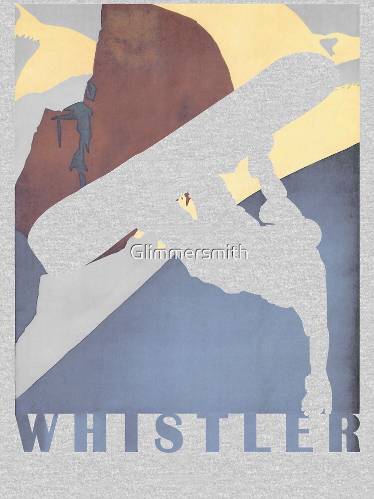 Snowboarding Dude Whistler Blackcomb winter sport travel poster by Glimmersmith