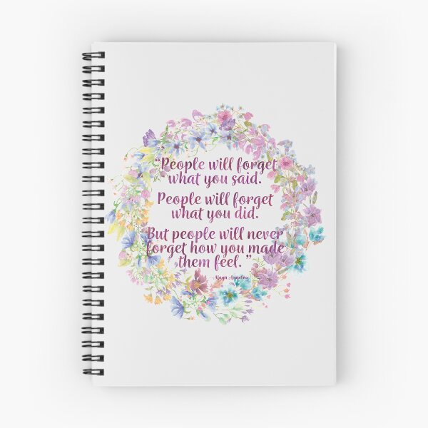 Item preview, "People will never forget how you made them feel" inspirational quote | Floral Wreath designed and sold by ABdigitaldesign.