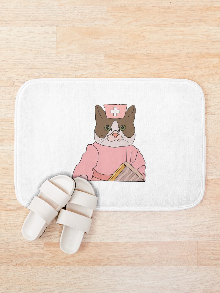 sneaky cat Bath Mat for Sale by lauragraves