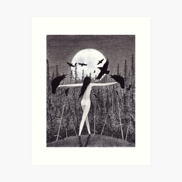 Provision - Sophia with Crows and Moon Art Print