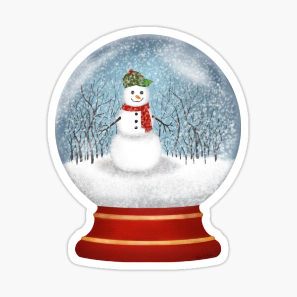 Snowman Snow Globe (Fondo blanco) Pegatina
