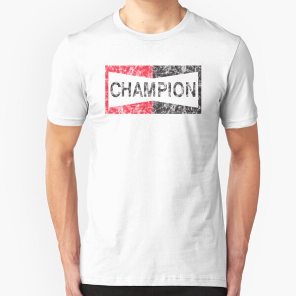 Copy of Once Upon A Time In Hollywood Brad Pitt / Cliff Booth Champion Spark plugs distressed Slim Fit T-Shirt